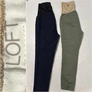 LOFT Sz 6M 2 Pcs Maternity Pants Navy Blue & Olive Green